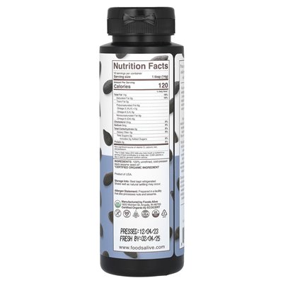Żywność żywa, ekologiczny czarny olej sezamowy, rzemieślnicze na zimno, 8 fl oz (236 ml) Żywność żywa, ekologiczny czarny olej sezamowy, rzemieślnicze na zimno, 8 fl oz (236 ml)