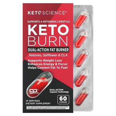 Keto Science, Keto Burn, Dual-Action Fat Burner, 60 kapsułek