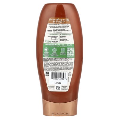 Garnier, całe mieszanki, odżywka wygładzająca, olej kokosowy i masło kakaowe, 12,5 fl oz (370 ml)