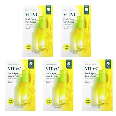 Goodal, Green Tangerine, Vita-C, Dark Spot Serum Cosmetic Mask, 5 Masks, 28g (0.98oz)