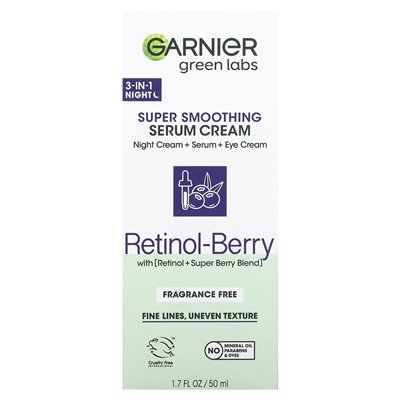 Garnier, Green Labs, Super Smoothing Cream Serum, Retinol-Breer, parfümfrei, 1,7 fl oz (50 ml)