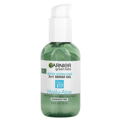 Garnier, Green Labs, Super Hydrating 3 w 1 żel w surowicy, Hyalu-Aloe, bez zapachu, 2,4 fl oz (72 ml) Garnier, Green Labs, Super Hydrating 3 w 1 żel w surowicy, Hyalu-Aloe, bez zapachu, 2,4 fl oz (72 ml)