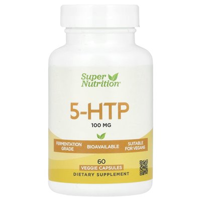 Super Nutrition, 5-HTP, 100 mg, 60 kapsułek wegetariańskich