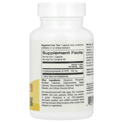 Super Nutrition, 5-HTP, 100 mg, 60 kapsułek wegetariańskich