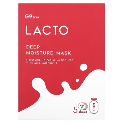 G9SKIN, LACTO, GEEP WILTURE Beauty mask, milk, 5 sheets, 0.74 fl oz (22 ml)