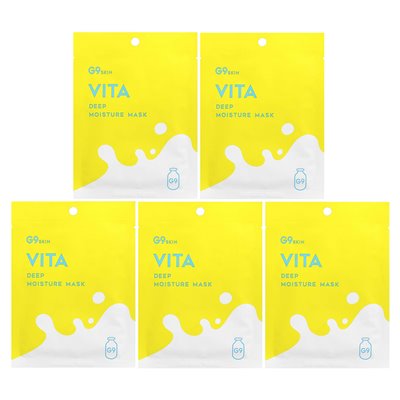 G9SKIN, VITA, głęboka wilgoć w masce piękności, mleko, 5 arkuszy, 0,74 fl oz (22 ml)