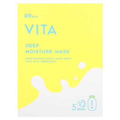 G9SKIN, VITA, głęboka wilgoć w masce piękności, mleko, 5 arkuszy, 0,74 fl oz (22 ml)