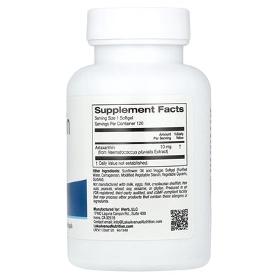 Lake Avenue Nutrition, Astaxanthin, 10 mg, 120 getreidefreie Softgelkapseln
