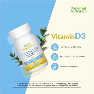 Super Nutrition, Justone, Vitamin D3, 50 000 IU, 50 miękkich