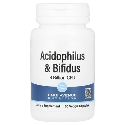 Lake Avenue Nutrition, Acidophilus and Bifidus, Probiotic Blend, 8 Billion CFU, 60 Vegetarian Capsules