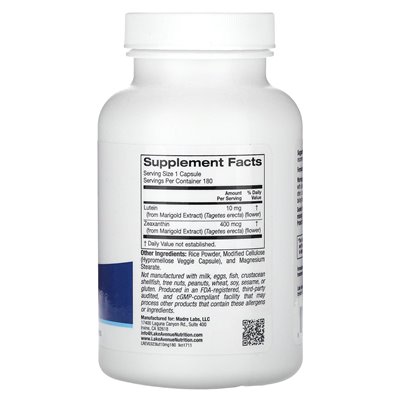 Lake Avenue Nutrition, Lutein, 10mg, 180 Vegetarian Capsules