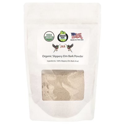 J&ampR Port Trading, Organic Slippery Elm Bark Powder, 4 uncje