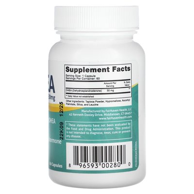 Fairhaven Health, Dhea, 50 mg, 60 kapsułek