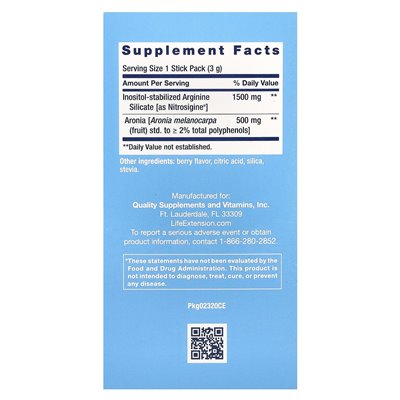 Life Extension, Nitrovasc ™ Boost, Berry, 30 paczek, 3,32 uncji (94,2 g)