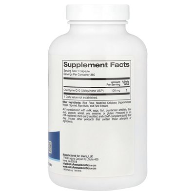 Lake Avenue Nutrition, COQ10, USP Grade Ubiquinone, 100mg, 360 Vegetarian Capsules