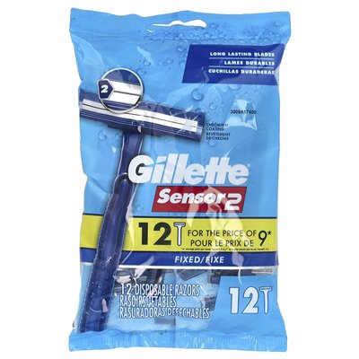 Gillette, Sensor2, jednorazowe maszynki do golenia, ustalone, 12 golenia
