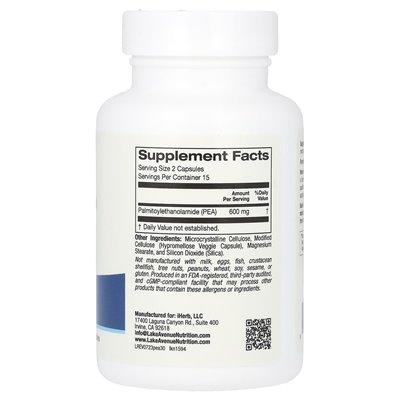 Lake Avenue Nutrition, Pea (Palmitoiletanolamid), 30 kapsułek wegetariańskich