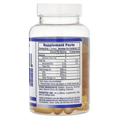 Hi Tech Pharmaceuticals, olej rybny, cytryna, 90 softgels