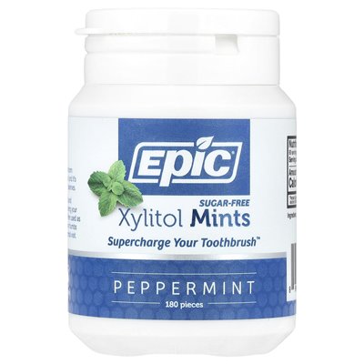 Epic Dental, Xylitol, Peppermint, Sugar Free, 180 Pieces