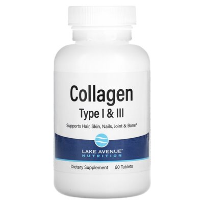 Lake Avenue Nutrition, zhydrolizowany kolagen typ I i III, 3000 mg, 60 tabletek (1000 mg na tablet) Lake Avenue Nutrition, zhydrolizowany kolagen typ I i III, 3000 mg, 60 tabletek (1000 mg na tablet)