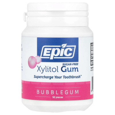 Epic teeth, xylitol gum, sugar-free, bubblebum, 50 pieces