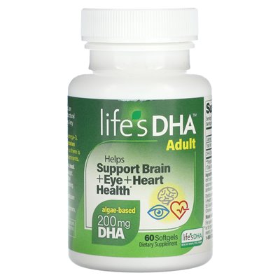 Life DHA, Adult, Brain + Eye + Heart Health, 200 mg, 60 softgels