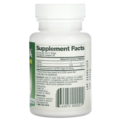 Life DHA, Adult, Brain + Eye + Heart Health, 200 mg, 60 softgels