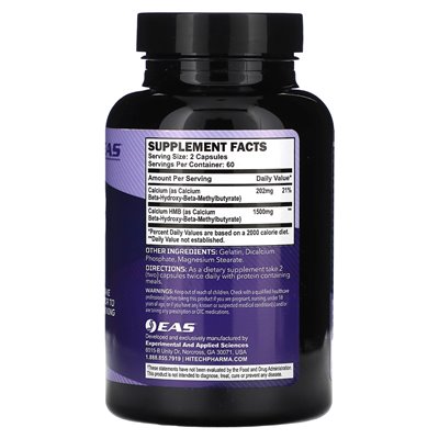 EAS, HMB, 1500 mg, 120 kapsułek (750 mg na kapsułkę) EAS, HMB, 1500 mg, 120 kapsułek (750 mg na kapsułkę)