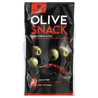 Gaea, Olive Snack, Pitted Green Olives Marinated with Chili and Black Pepper, 1 oz (30 g)