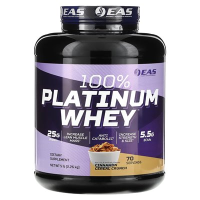 EAS, 100% platynowa serwatka, Cinnamon Cereal Crunch, 5 funtów (2,26 kg) EAS, 100% platynowa serwatka, Cinnamon Cereal Crunch, 5 funtów (2,26 kg)