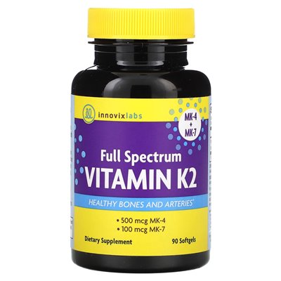 InnovixLabs, Vitamin K2 mit vollem Spektrum, 90 Softgelkapseln
