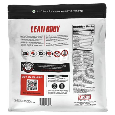 Labrada Nutrition, Lean Body, Protein Shake Drink Mix, czekolada, 4,63 funta (2100 g) Labrada Nutrition, Lean Body, Protein Shake Drink Mix, czekolada, 4,63 funta (2100 g)