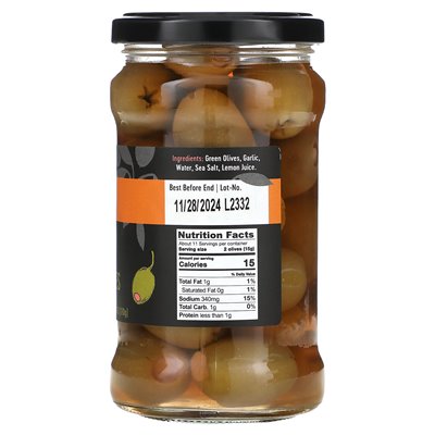 Gaea, Grüne Oliven zum Knoblauchpressen, 10,4 oz (295 g)