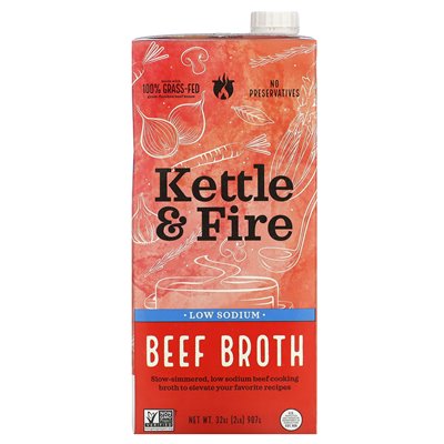 Kettle & Fire, Rinderbrühe, natriumarm, 32 oz (907 g) Kettle & Fire, Rinderbrühe, natriumarm, 32 oz (907 g)