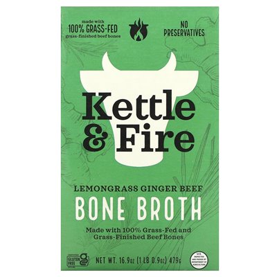 Kettle & Fire, Bone Broth, Ginger Beef Lemongass, 16.9 oz (479 g)