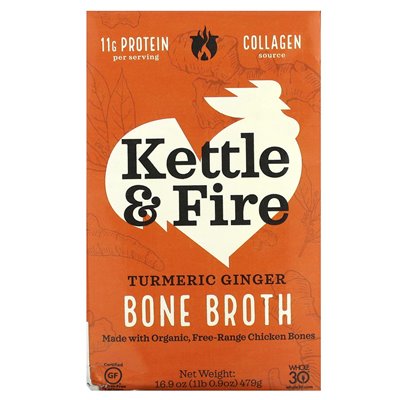 Kettle & Fire, Bone Broth, Turmeric Ginger, 16.9 oz (479 g)