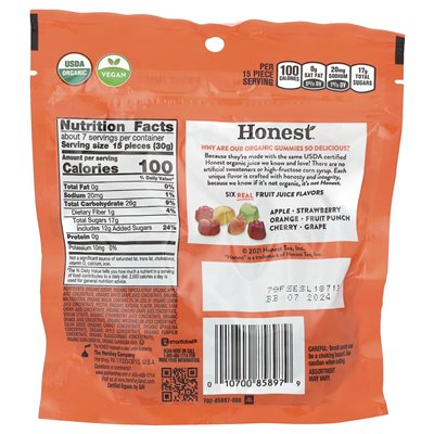Honest Organic Gummies, gemischte Früchte, 7 oz (198 g)