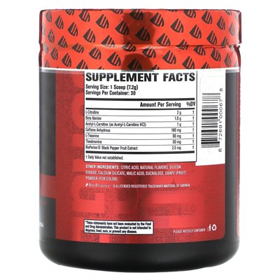 Jacked Factory, Nitro Surge, Shred Thermogenic Pre -tationout, Lemonade Blueberry, 7,61 uncji (216 g)