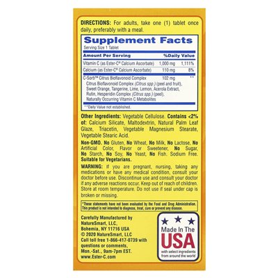Esterc, 24 -godzinne wsparcie immunologiczne, 1000 mg, 60 wegetariańskich tabletek powlekanych