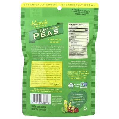 Karen's Naturals, Organic Just Peas®, 3 Unzen (84 g)