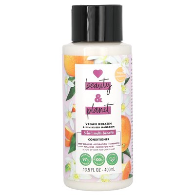 Love Beauty and Planet, Conditioner, wegańska keratyna i mandarynka z kinsem słonecznym, 13,5 fl oz (400 ml)