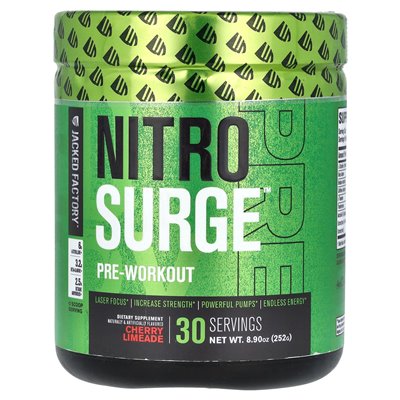 Jacked Factory, Nitro Surge, przedtrening, Limeade Cherry, 8,9 uncji (252 g) Jacked Factory, Nitro Surge, przedtrening, Limeade Cherry, 8,9 uncji (252 g)