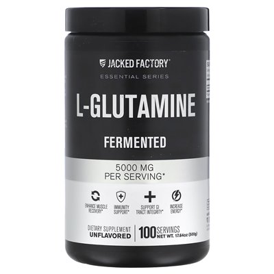 Jacked Factory, Essential Series, L-Glutamin, fermentiert, ohne Geschmack, 17,64 oz (500 g)