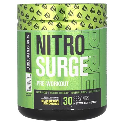 Jacked Factory, Nitro Surge, przedtrening, lemoniada jagodowa, 8,87 uncji (249 g)