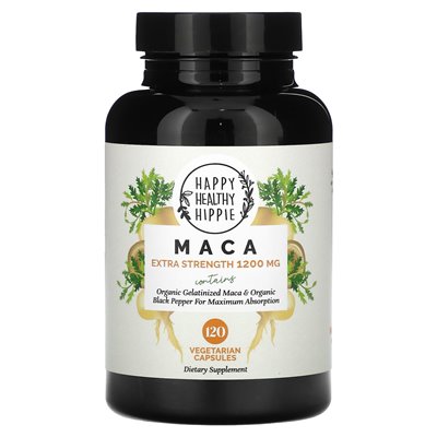 Happy Healthy Hippie, Maca, dodatkowa siła, 1200 mg, 120 kapsułek wegetariańskich (600 mg na kapsułkę)