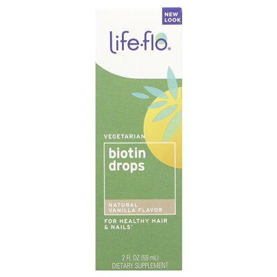 Life-Flo, Drops Biotyna, naturalna wanilia, 2 fl oz (59 ml)