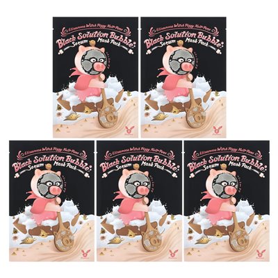 Elizavecca, Witch Piggy, Hellish Black Beauty Mask Serum Solution, 5 Sheets, 1oz (28g) Each
