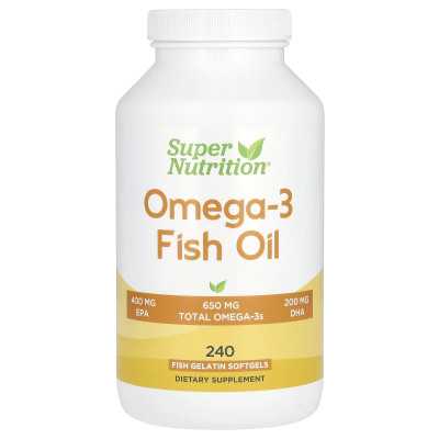 Super Nutrition, Omega-3 Oil rybny, trójgliceryd Vivomega, 1000 mg, 240 rybnych miękkich