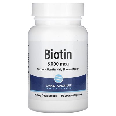 Lake Avenue Nutrition, Biotin, 5000 MCG, 30 Vegetarian Capsules