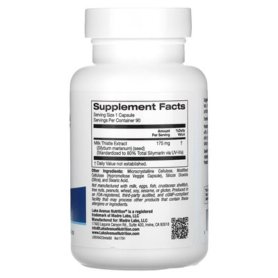Lake Avenue Nutrition, Milk Thistle Extract, 175 mg, 90 Vegetarian Capsules